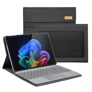 Black Case for Microsoft Surface Pro 12" 2025 Multi-Angle Stand Stylus Holder